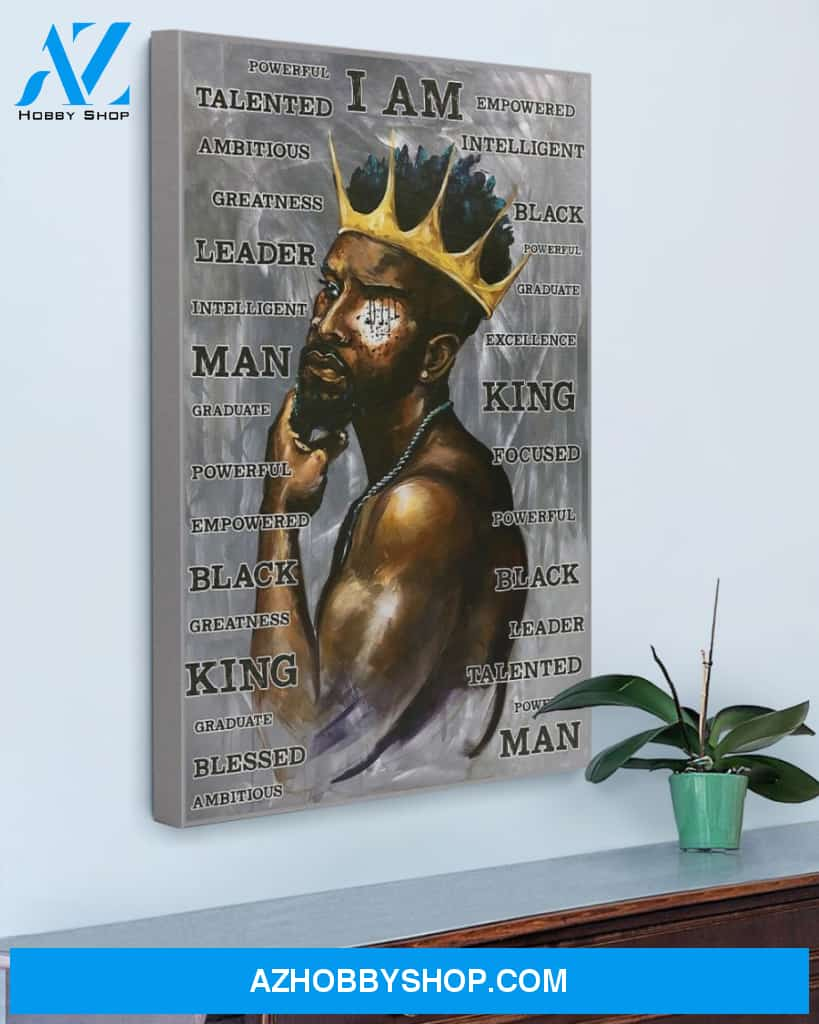 Black King I Am Powerful Gallery Wrapped Canvas Prints – African Canvas Print Wall Art