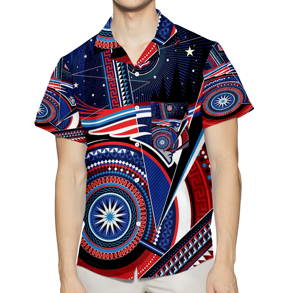 New England Patriots Geometric 3D All Over Print Summer Beach Hawaiian Shirt With Pocket