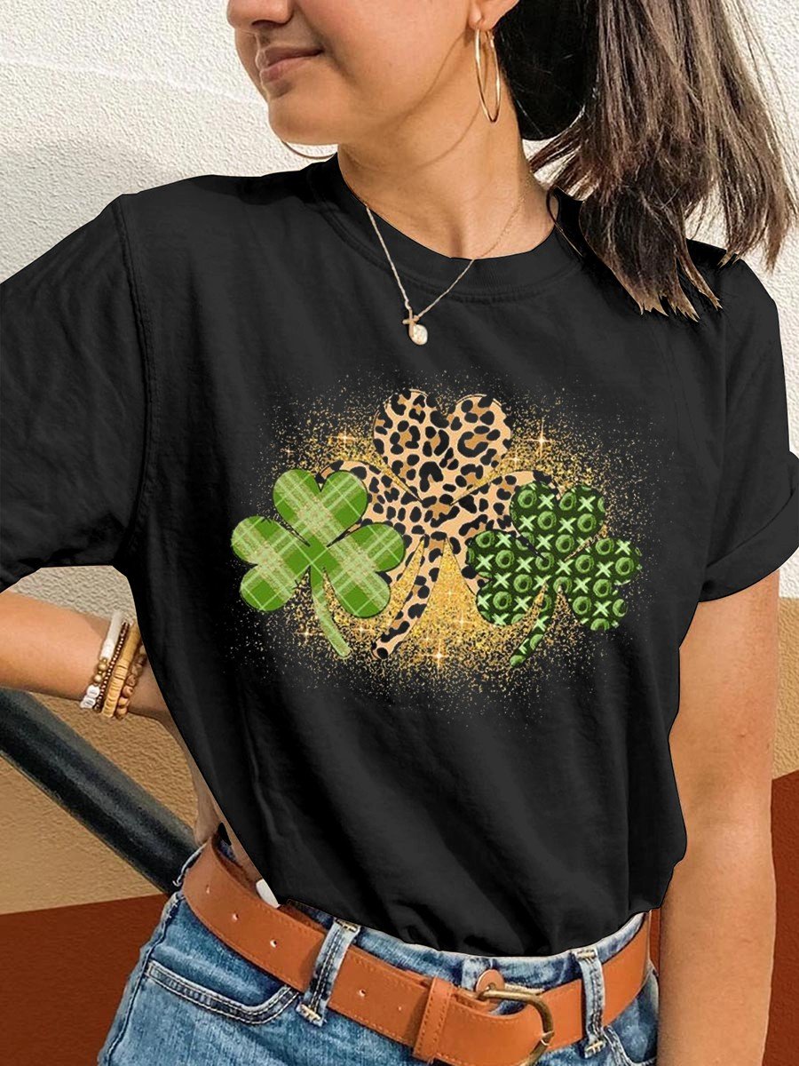 Women’S Leopard Four Leaf Clover St. Patrick’S Day Classic T-Shirt