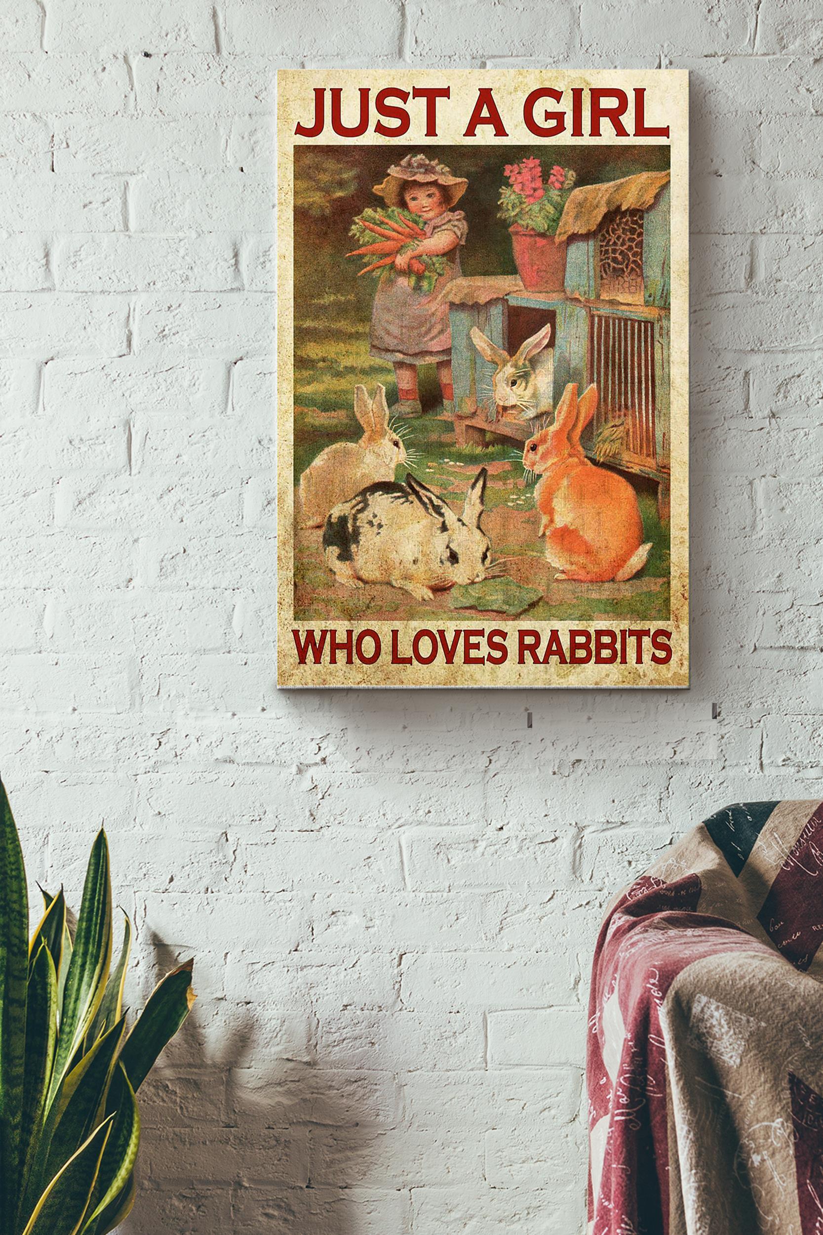 Just A Girl Who Loves Rabbits Poster Wrapped Canvas