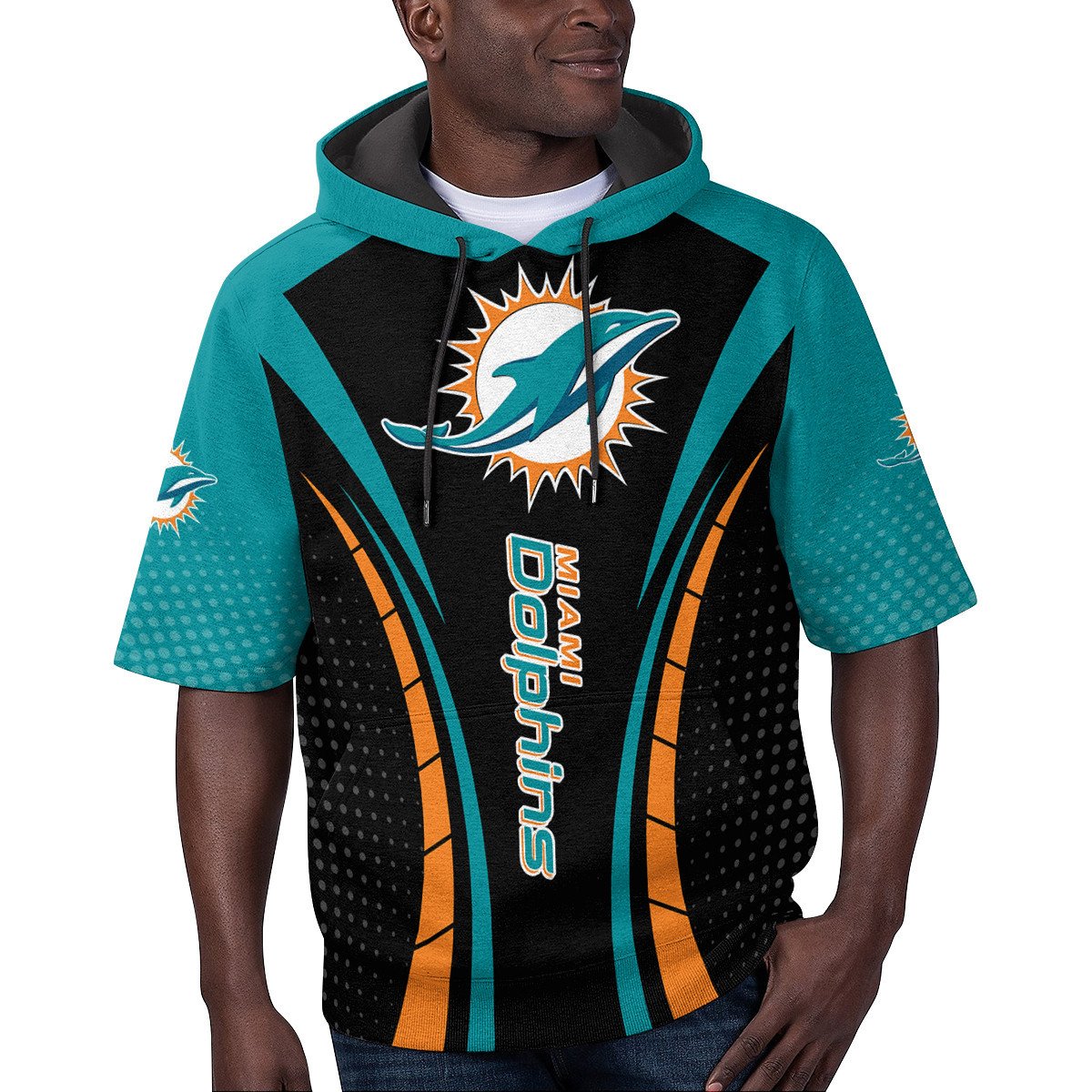 Miami Dolphins Short Sleeve Hoodie Bg52