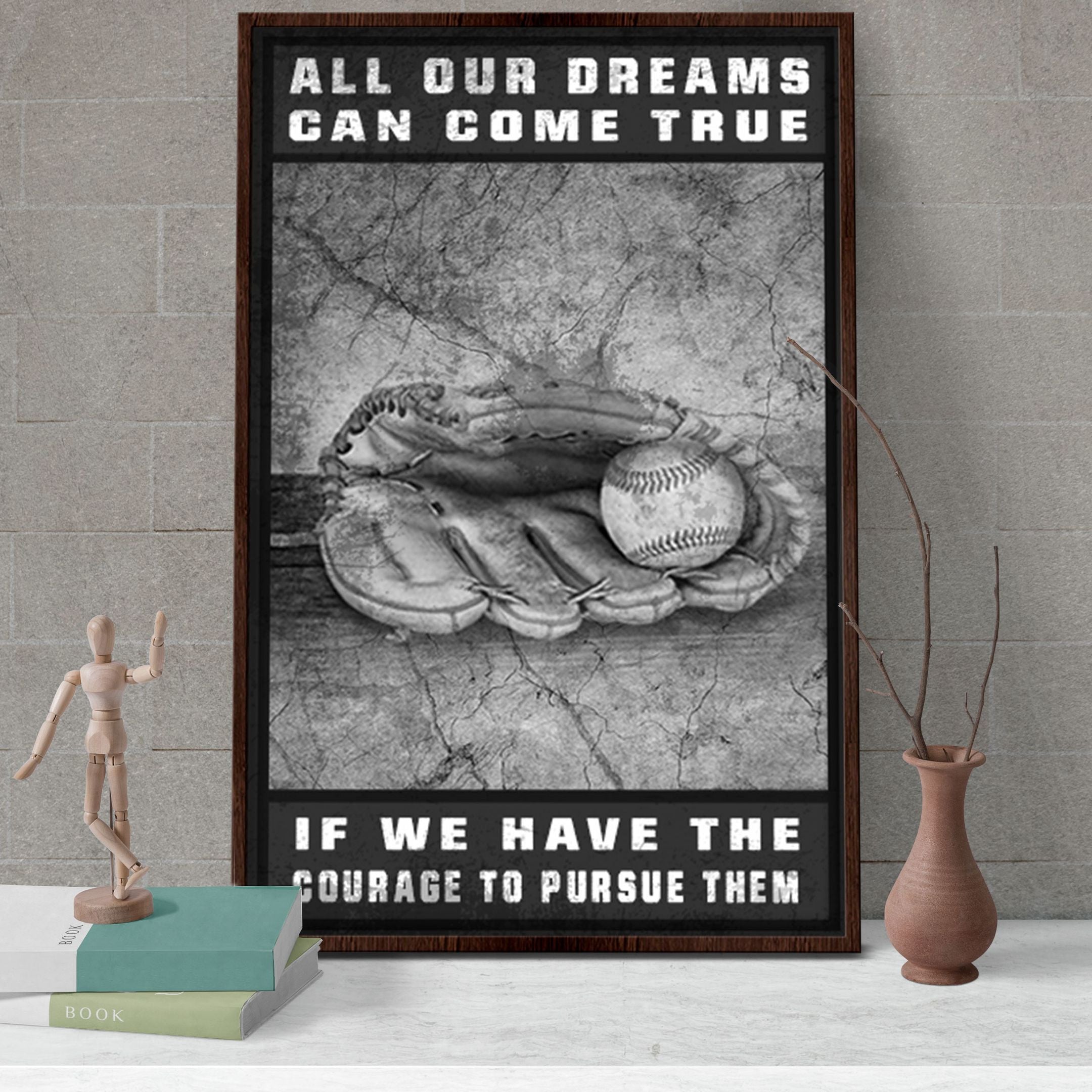 Black And White Baseball Poster – All Our Dreams Can Come True Canvas Home Décor Birthday Christmas Gifts For Men Women – Gigo Smart