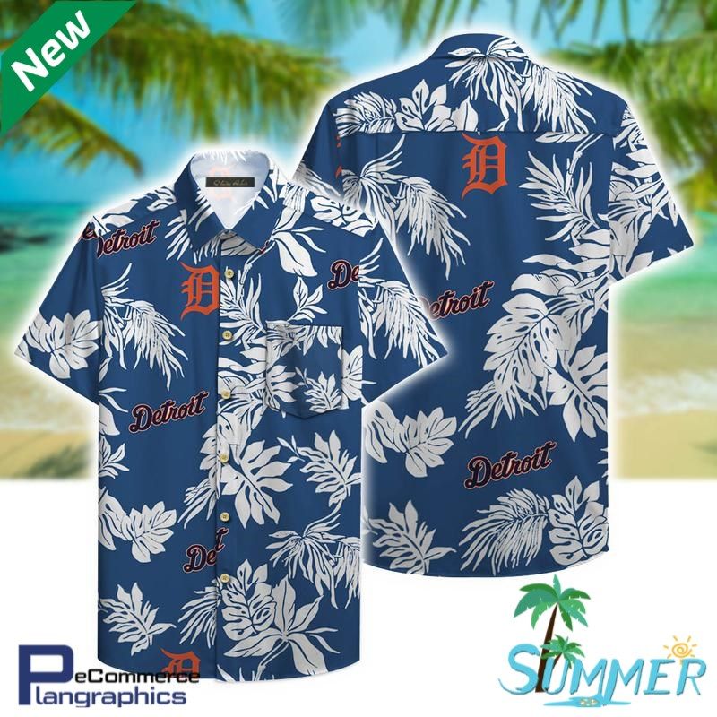 Detroit Tigers Aloha Pattern Hawaiian Aloha Shirt Hawaiian Shorts Beach Short Shirt