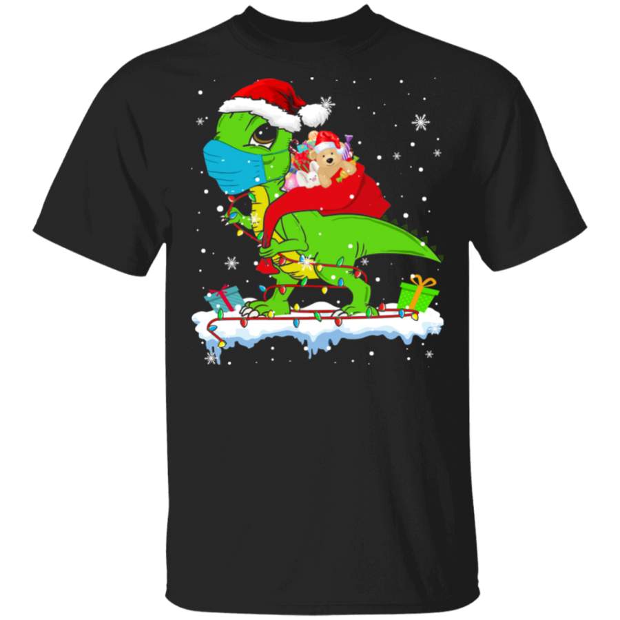 Christmas Santa Shirt T-Rex Face Covering Funny Christmas Santa T-Rex Lover Gifts T-Shirt