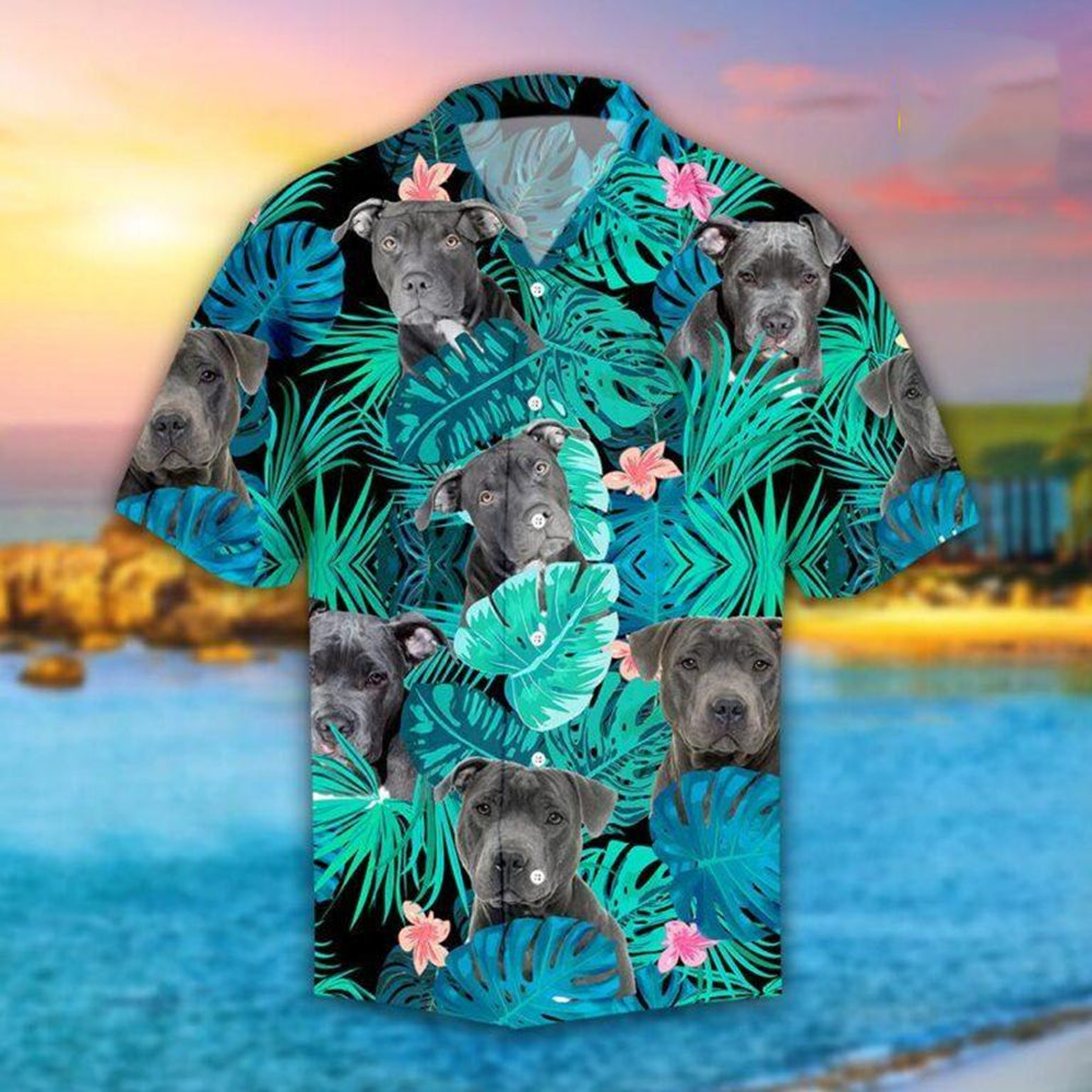 Pitbull Hibiscus Tropical Beard Face Hawaii Shirt Ha12030