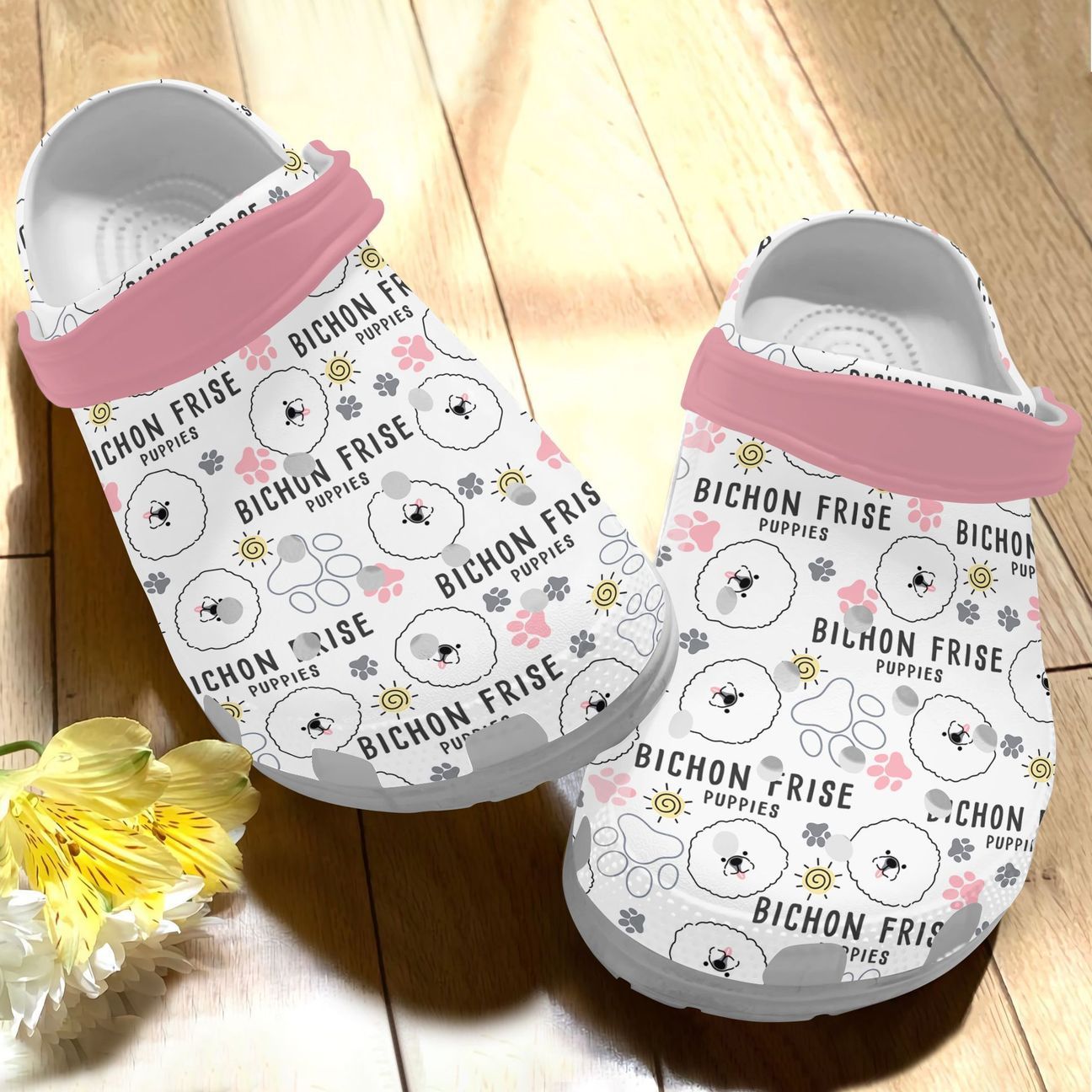 Bichon Frise Personalized Clog, Custom Name, Text Bichon Frise Puppies, Fashion Style For Women, Men, Kid, Print 3D