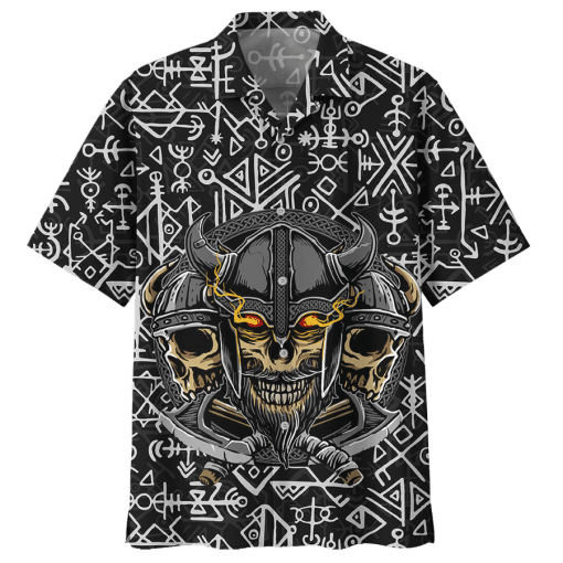 Viking Skull And Axes Hawaiian Shirt