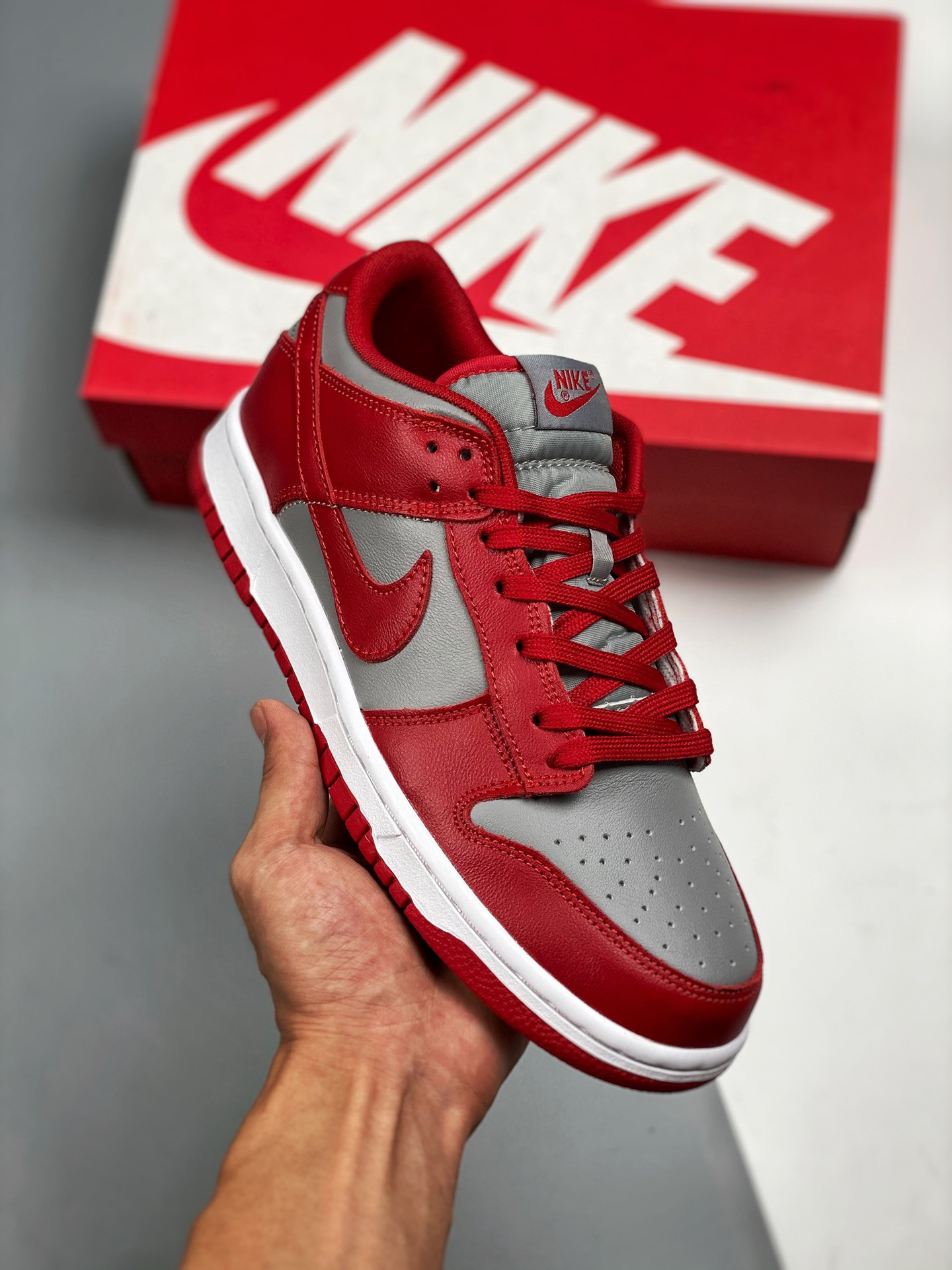 Nike Dunk Low UNLV Soft GreyUniversity Red-White 5339387