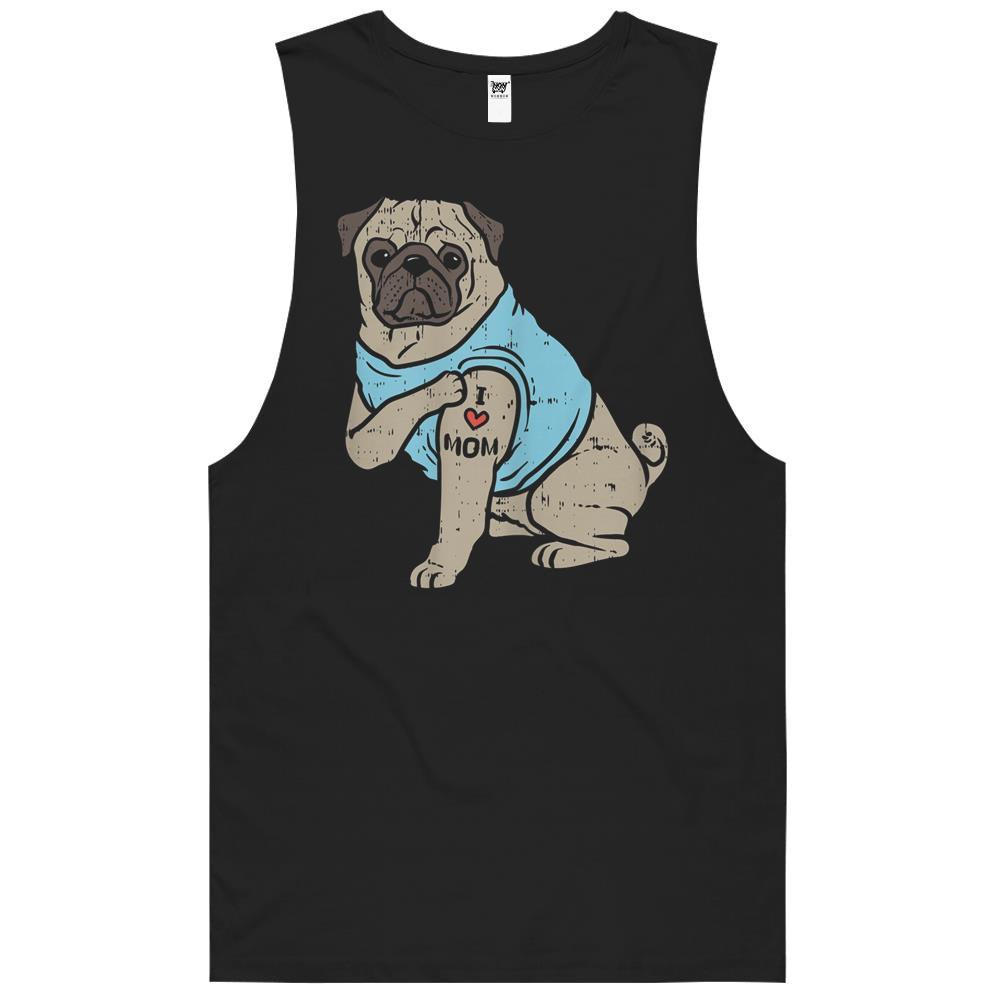 Womens Pug I Love Mom Cute Animal Pet Dog Lover Owner Women Gift T-Shirt Tank Top