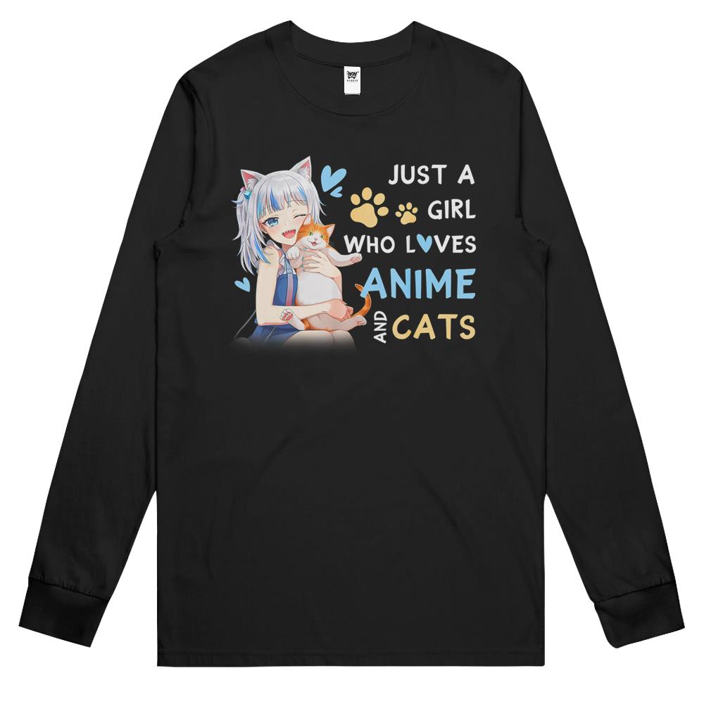 Just A Girl Who Loves Anime And Cats Anime Girls Teenager Long Sleeve T Shirts