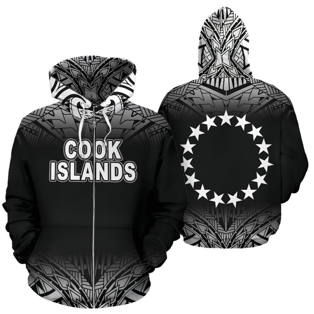 Cook Islands Polynesian Zip Up Hoodie Fog Black – Pacific Print Hoodie