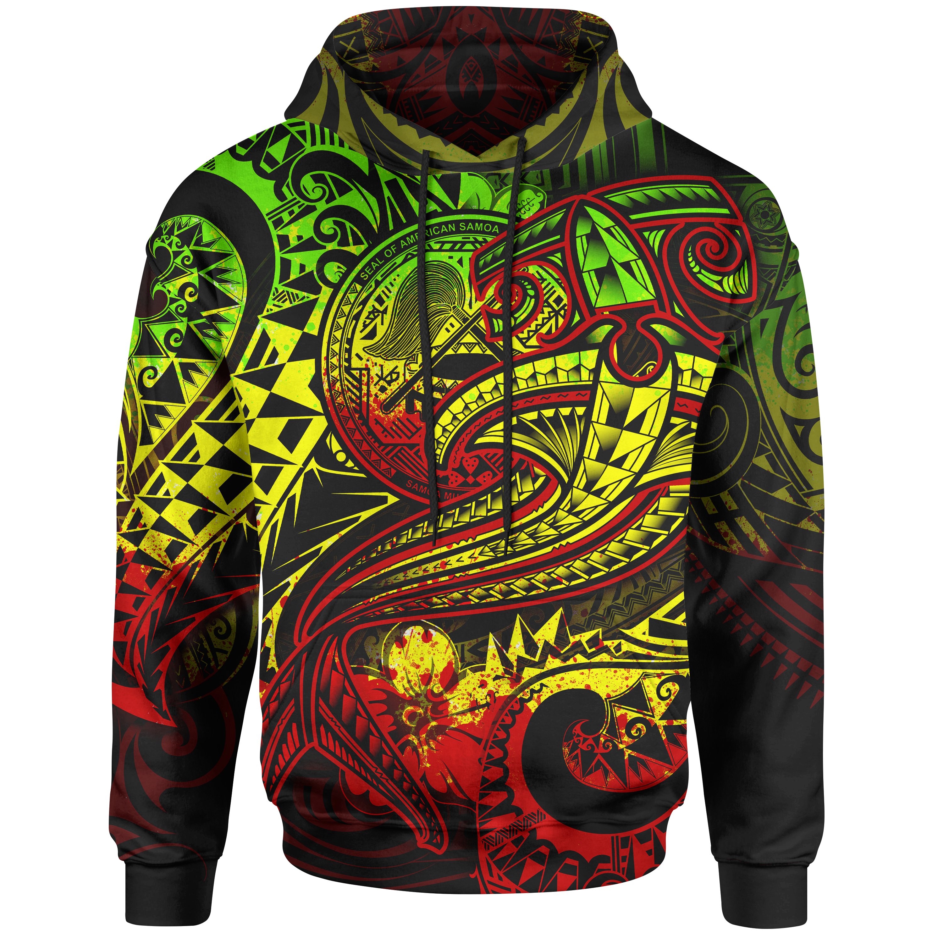 American Samoa Hoodie – Reggae Shark Polynesian Tattoo – BN18