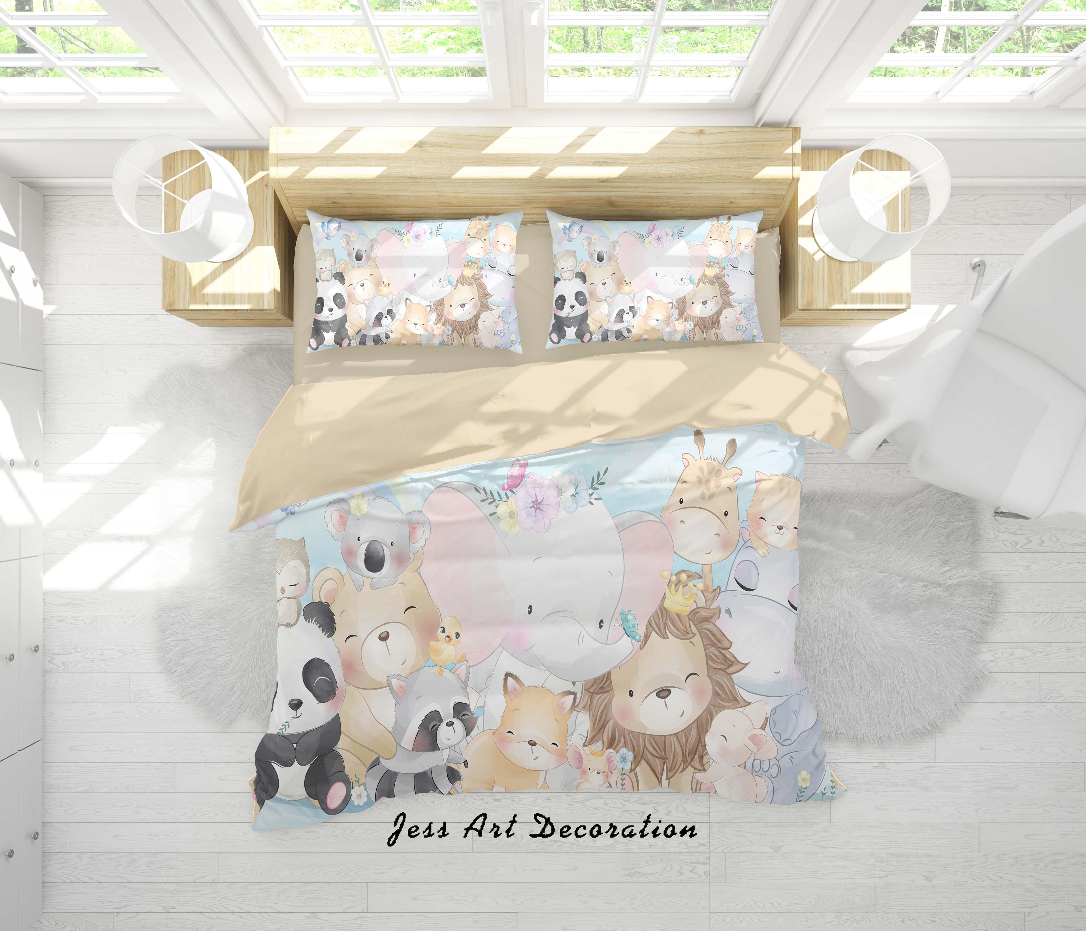 3D Cartoon Animal Elephant Panda Quilt Cover Set Bedding Set Duvet Cover Pillowcases A329 Lqh