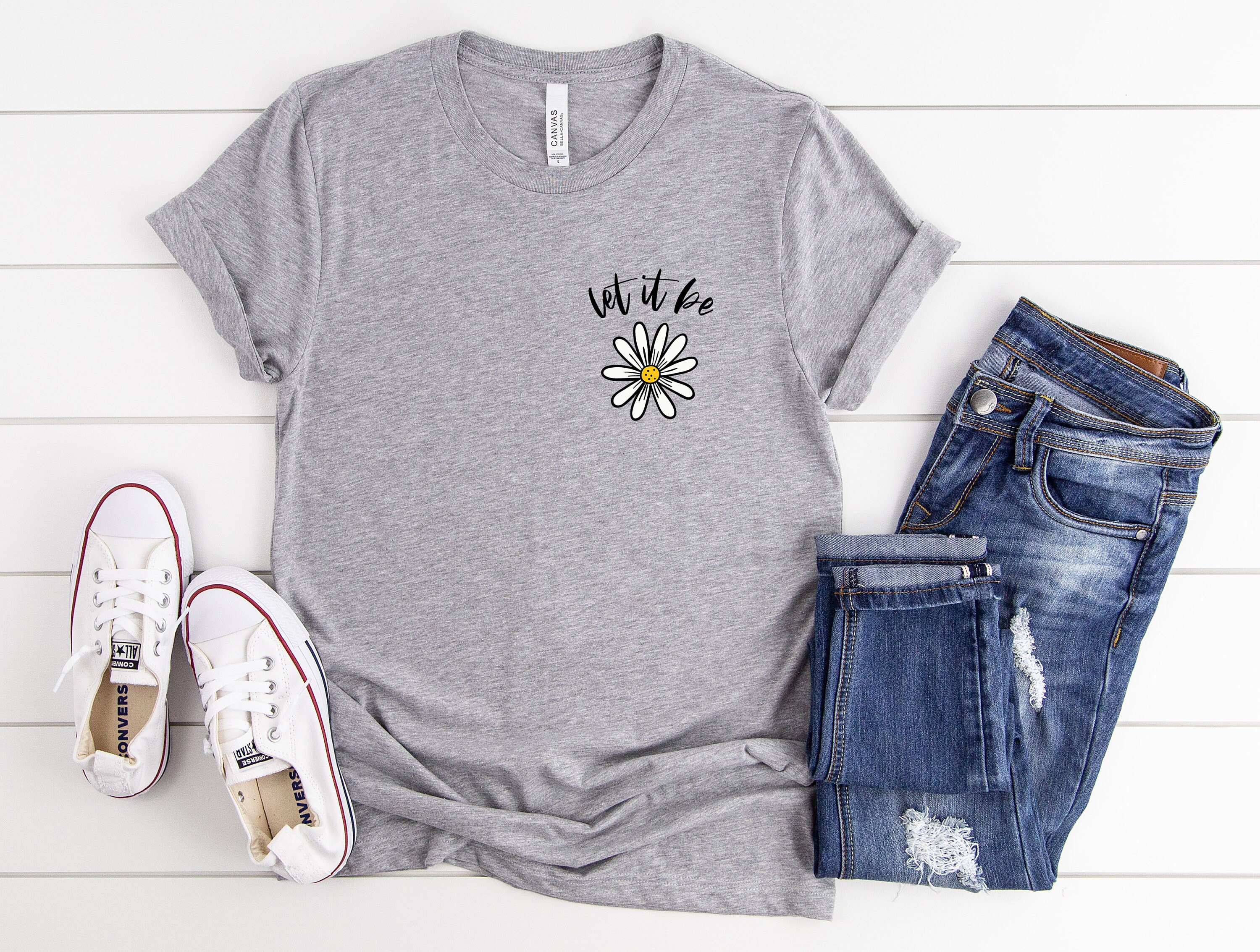 Let It Be Daisy Tee | Unisex T-Shirt | Hippie Shirt | Flower Shirt for Women | Teacher Tee | Mom Tee | Daisy Gift | Vintage Daisy Tee