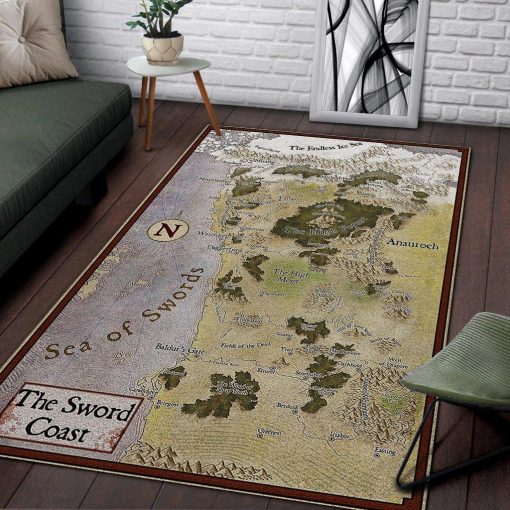 The Sword Coast Dungeons Dragons Map Rug Carpet All Over Print Logo Custom Area Rug Carpet Full Sizes Home Living Rug Carpet Decor