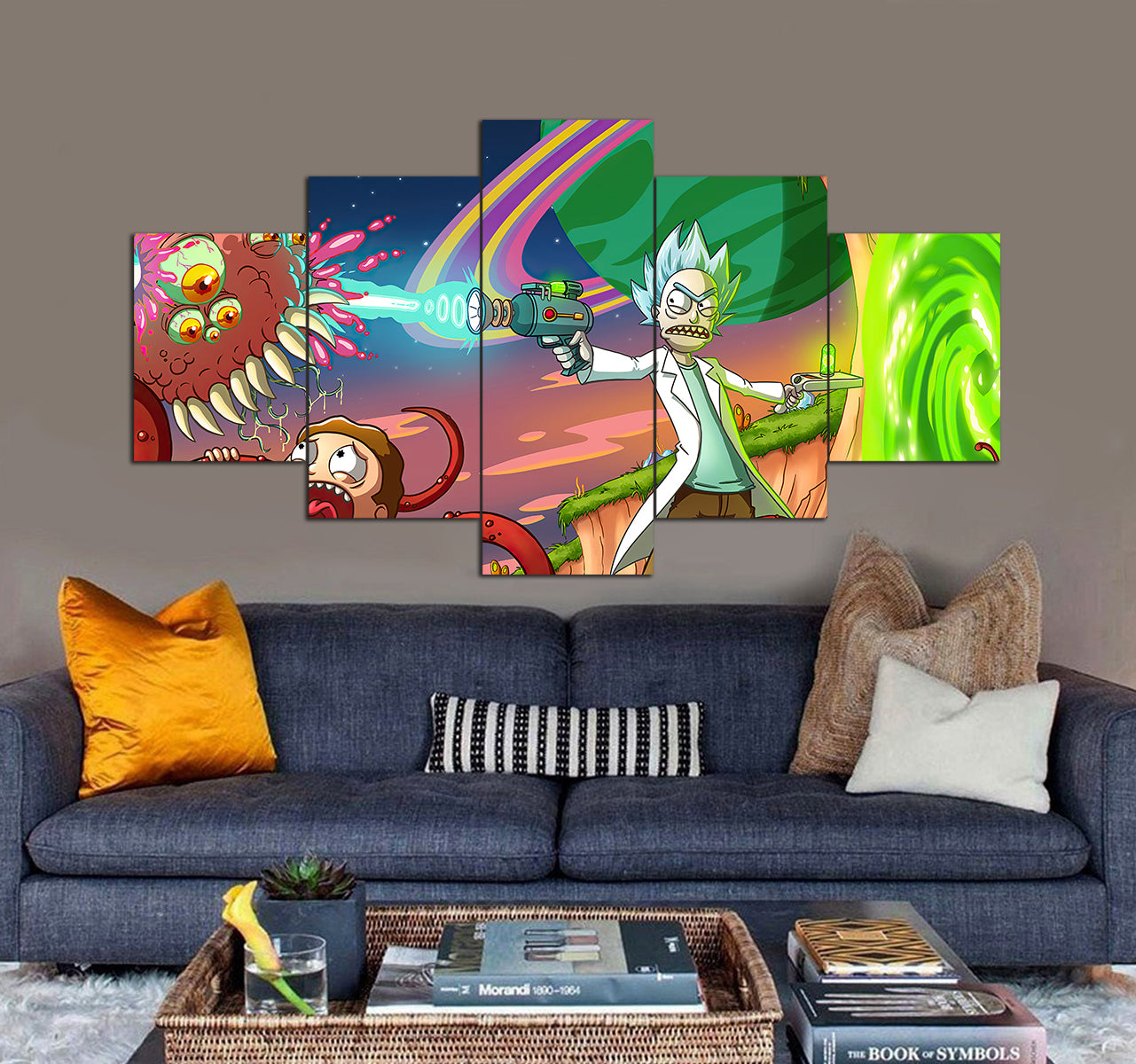 Rick And Morty vs. Aliens 3D 5 piece canvas art