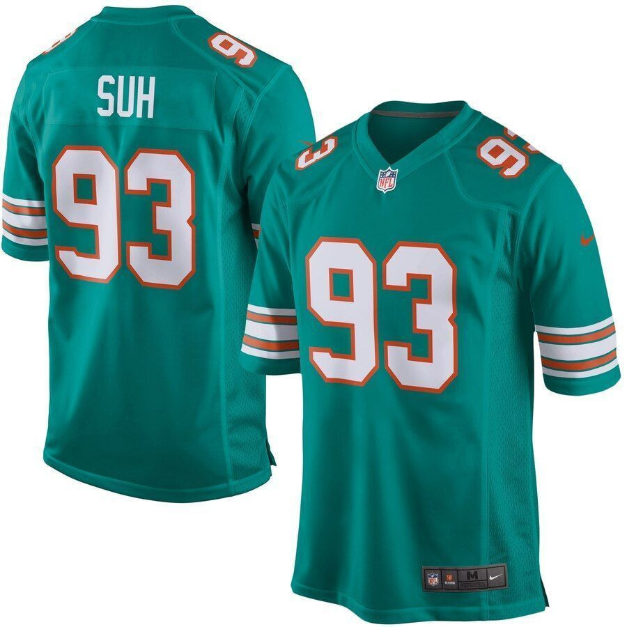 Ndamukong Suh Miami Dolphins Alternate Game Aqua 3D Jersey