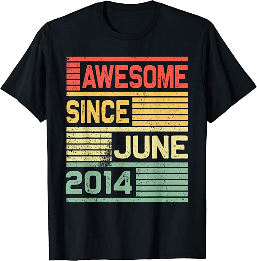 Awesome Since June 2014 Shirt Vintage 5th Birthday Gift Kid