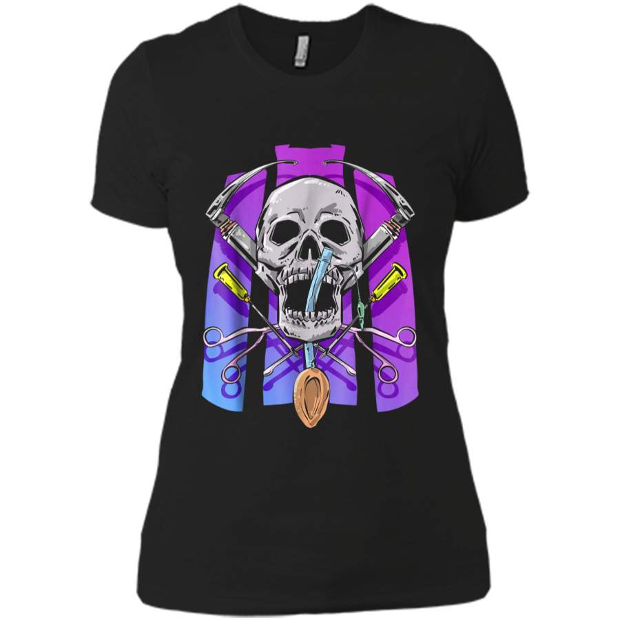 Anesthesia Halloween or Dia De Los Muertos Medical  Next Level Ladies Boyfriend Tee