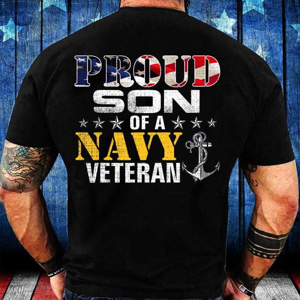 Proud Son Of A Navy Veteran American Flag Military shirt, Military Shirt