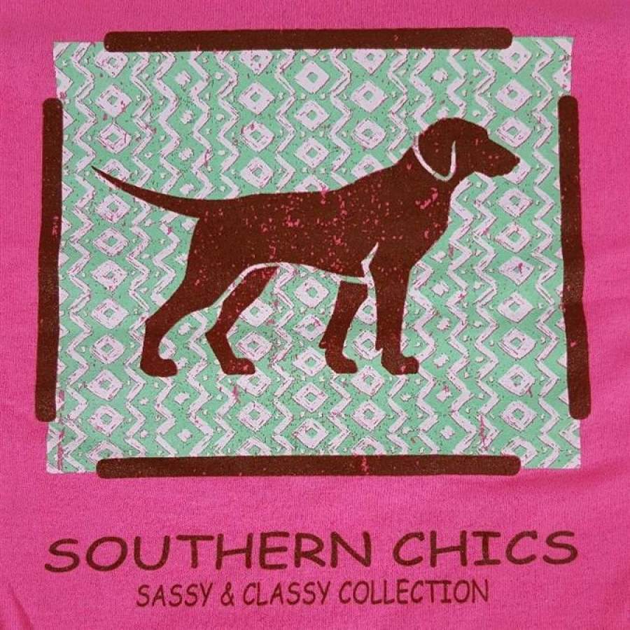 Southern Chics Pointer Dog Puppy Pink Bright Girlie Toddler Youth T Shirt