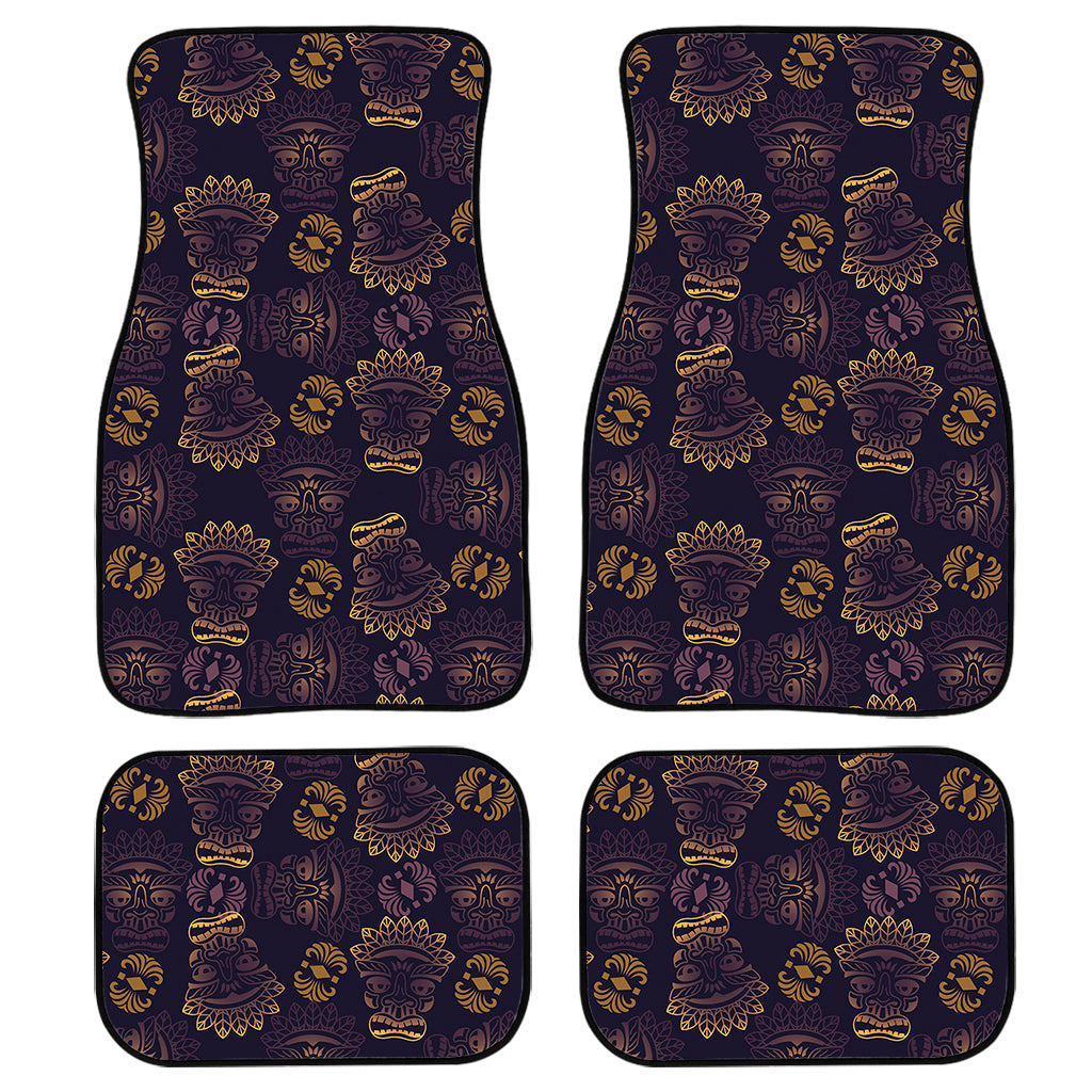 Ornament Tiki Mask Pattern Print Front And Back Car Floor Mats, Front Car Mat