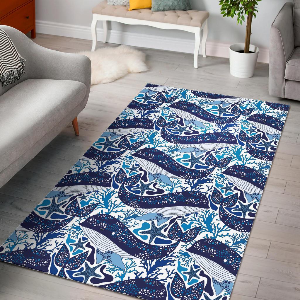 Whale Starfish Pattern Area Rug