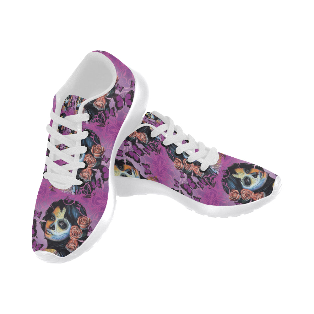 Sugar Skull Candy V1 White Sneakers for Women