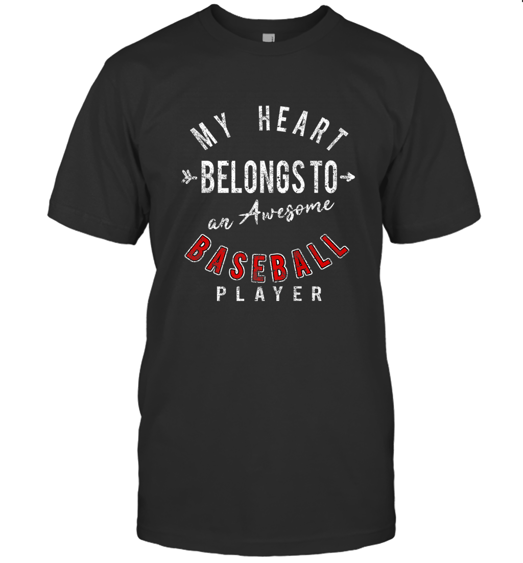 My Heart Belongs To A Baseball Player Valentines Day Men’s T-Shirt