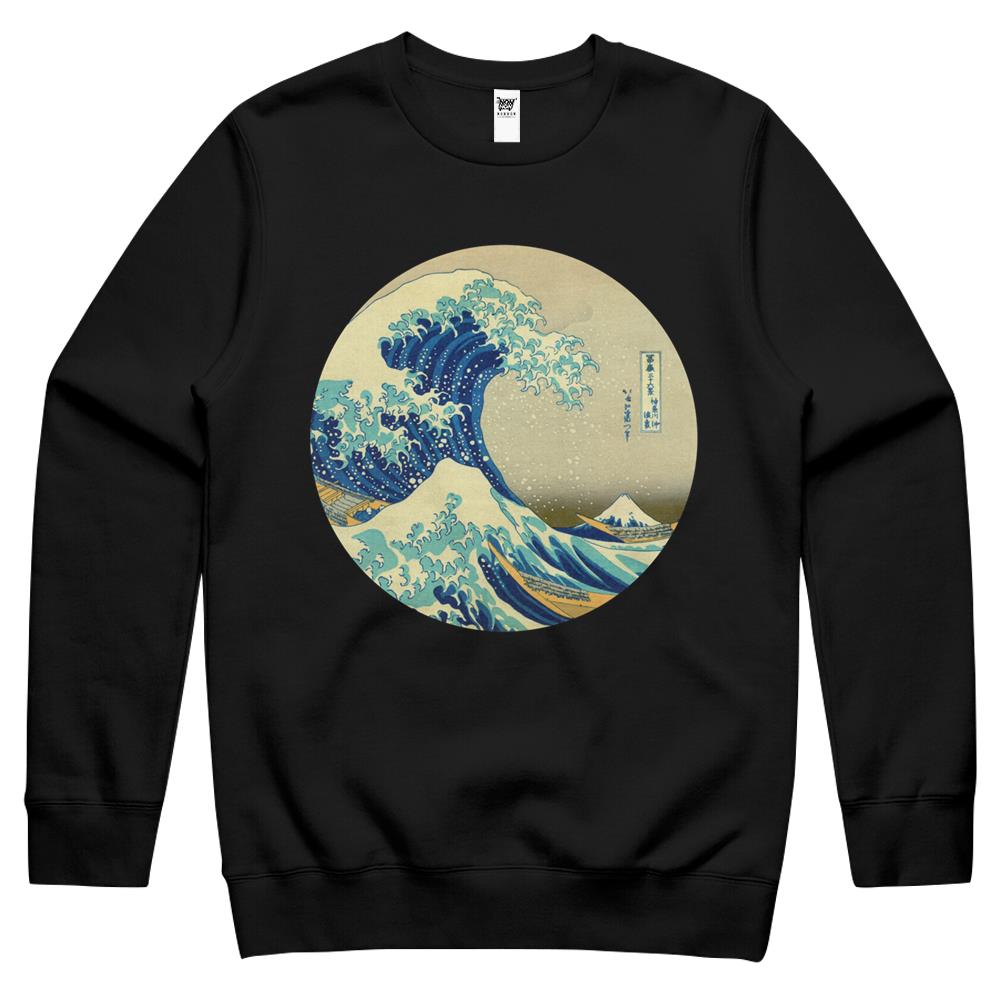 Great Wave Off Kanagawa Circle Crewneck Sweatshirt