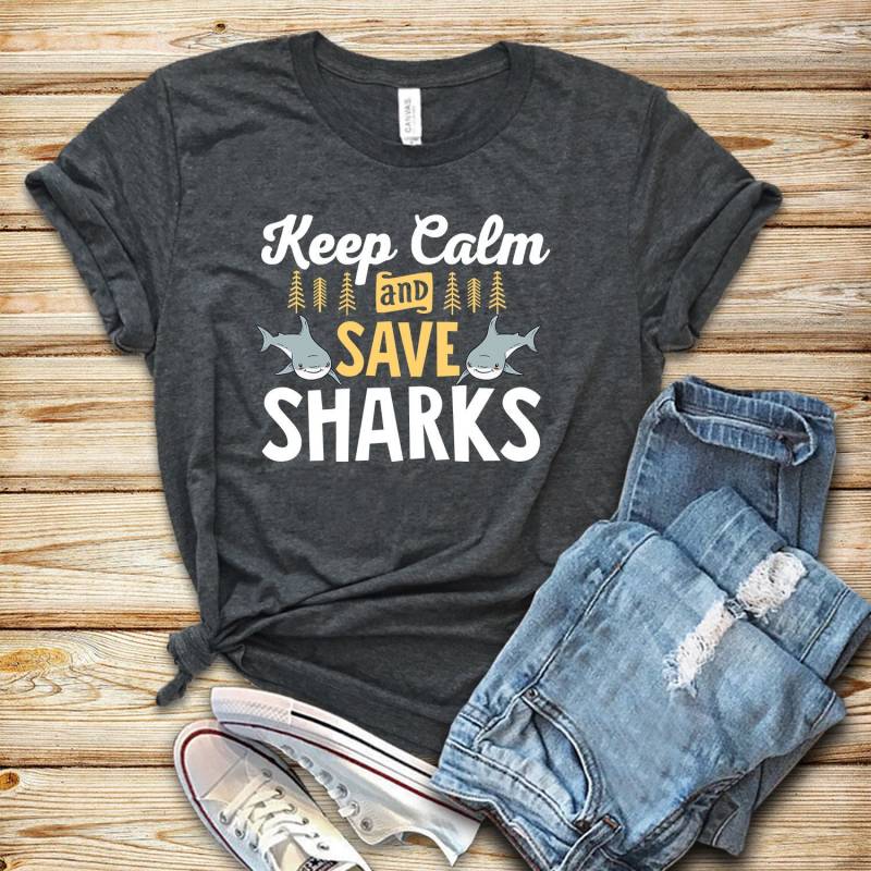 Crushtee Extinction Animals Keep Calm And Save Sharks Shirt Tank Top Hoodie Save Sharks Shirt Shark Lover Gift Endangered Animal Long Sleeve Hoodie