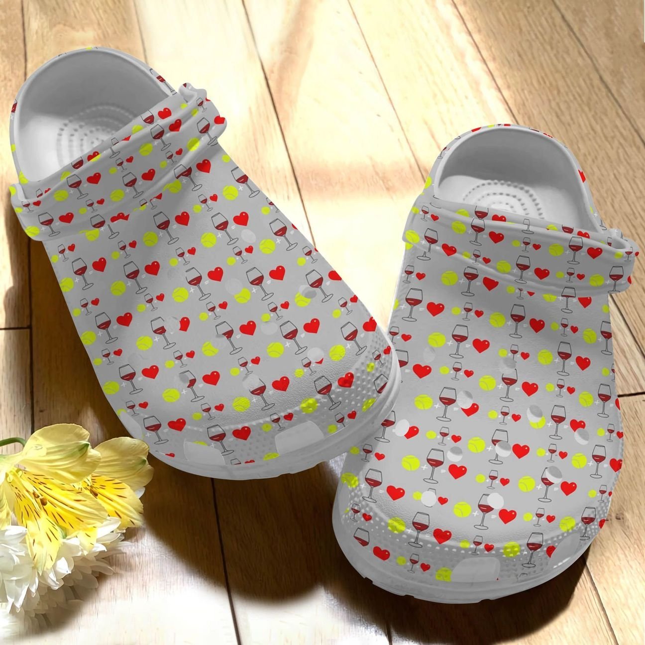 Wine Personalize Clog, Custom Name, Text, Fashion Style For Women, Men, Kid, Print 3D Wine And Tennis