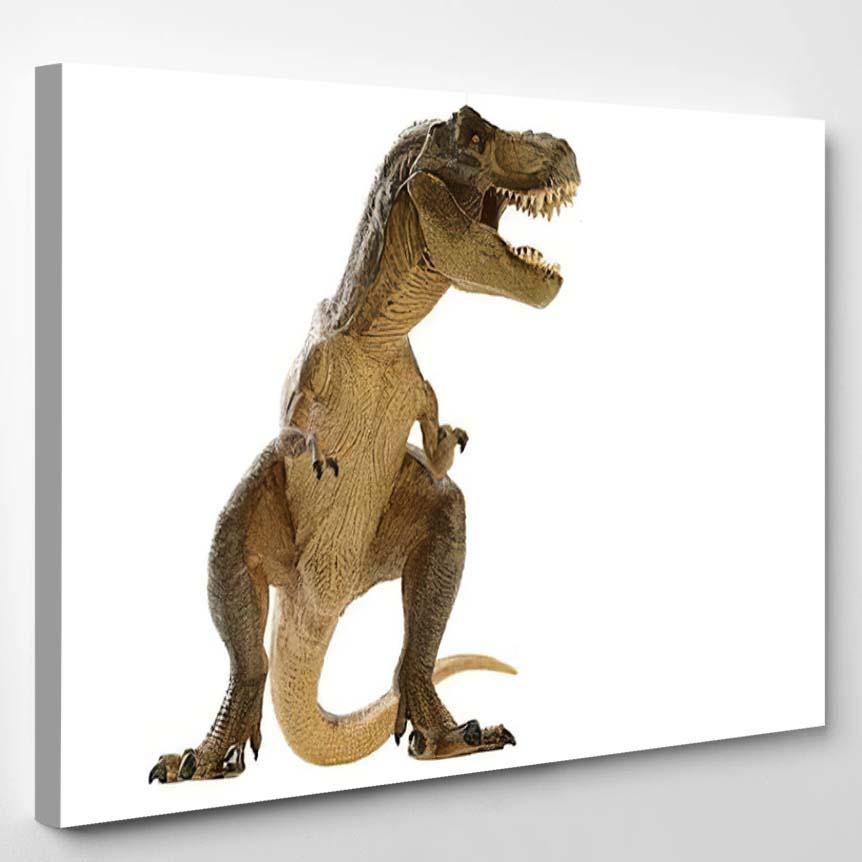 Shooting Dinosaur On White Background 1 – Dinosaur Animals Canvas Print