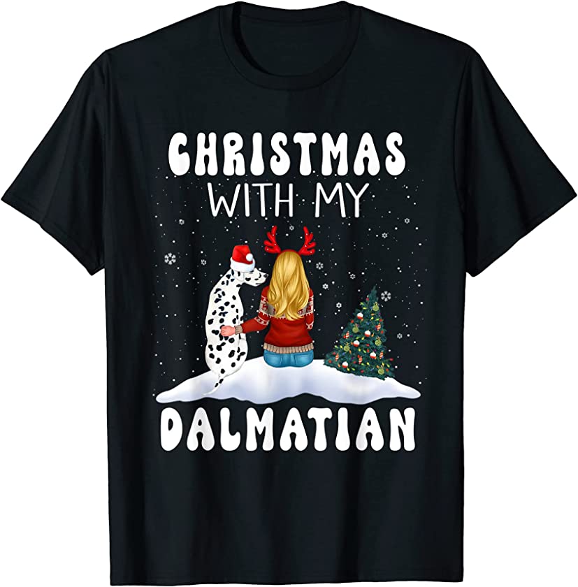 Christmas With My Dalmatian Dog Puppy Funny Xmas T-Shirt