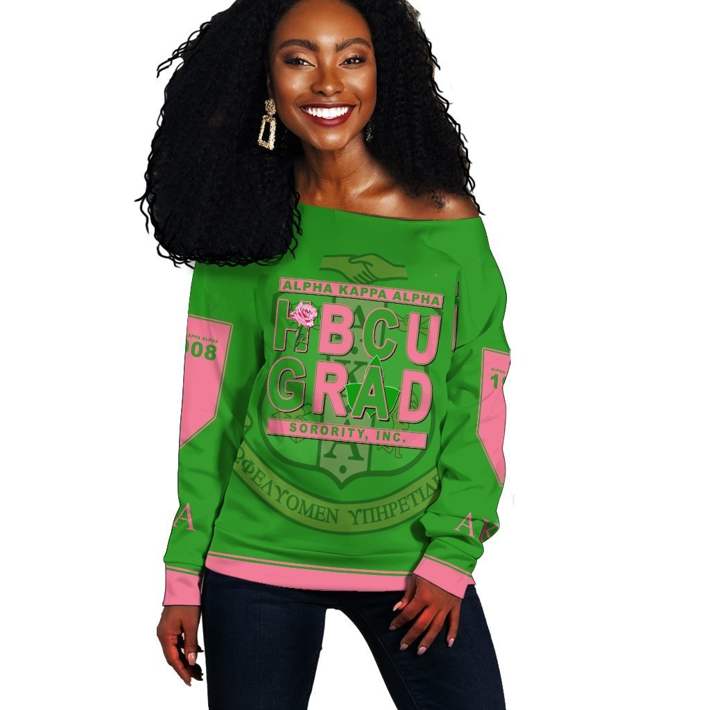 Greek Life Sweatshirt  –  Alpha Kappa Alpha Women Off Shoulder Hbcu Style J1