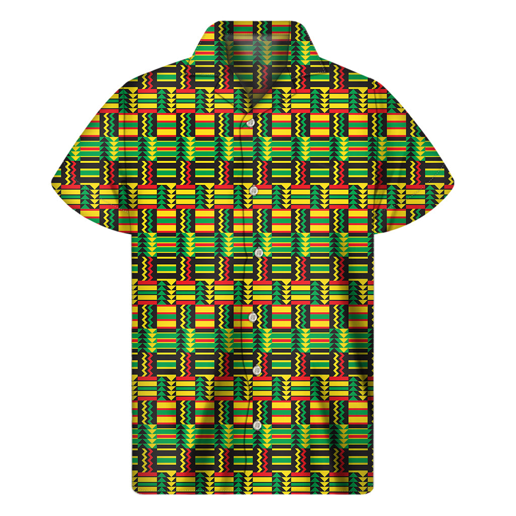 West African Kente Tribal Pattern Print Men’S Short Sleeve Shirt