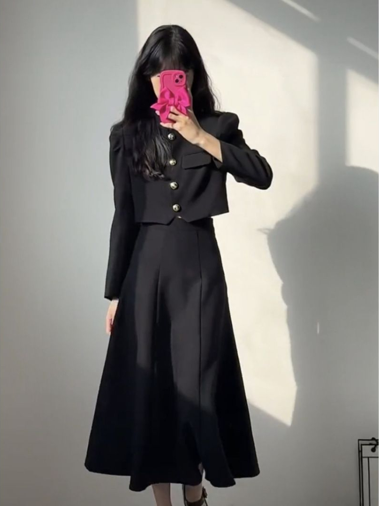 Xgoth Fashion Temperament Skirt Suits 2023 Spring Autumn New Goddess Loose Elegant Blazer Jacket + Long Half Skirt Female Set alx