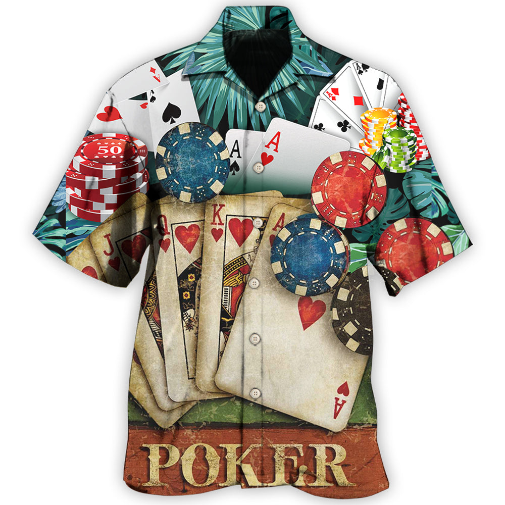 Poker Tropical Leaf Style Hawaii Shirt Ha110886