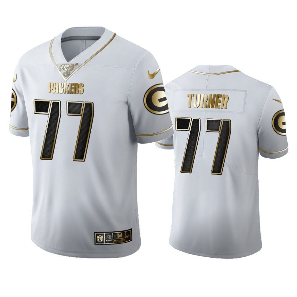 Green Bay Packers Billy Turner White 100Th Season Golden Edition Mens Jersey