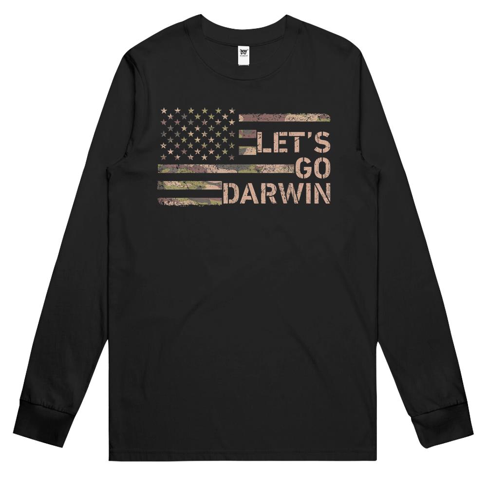 Let’S Go Darwin American Flag Camo Women Men Lets Go Darwin Long Sleeve T Shirts