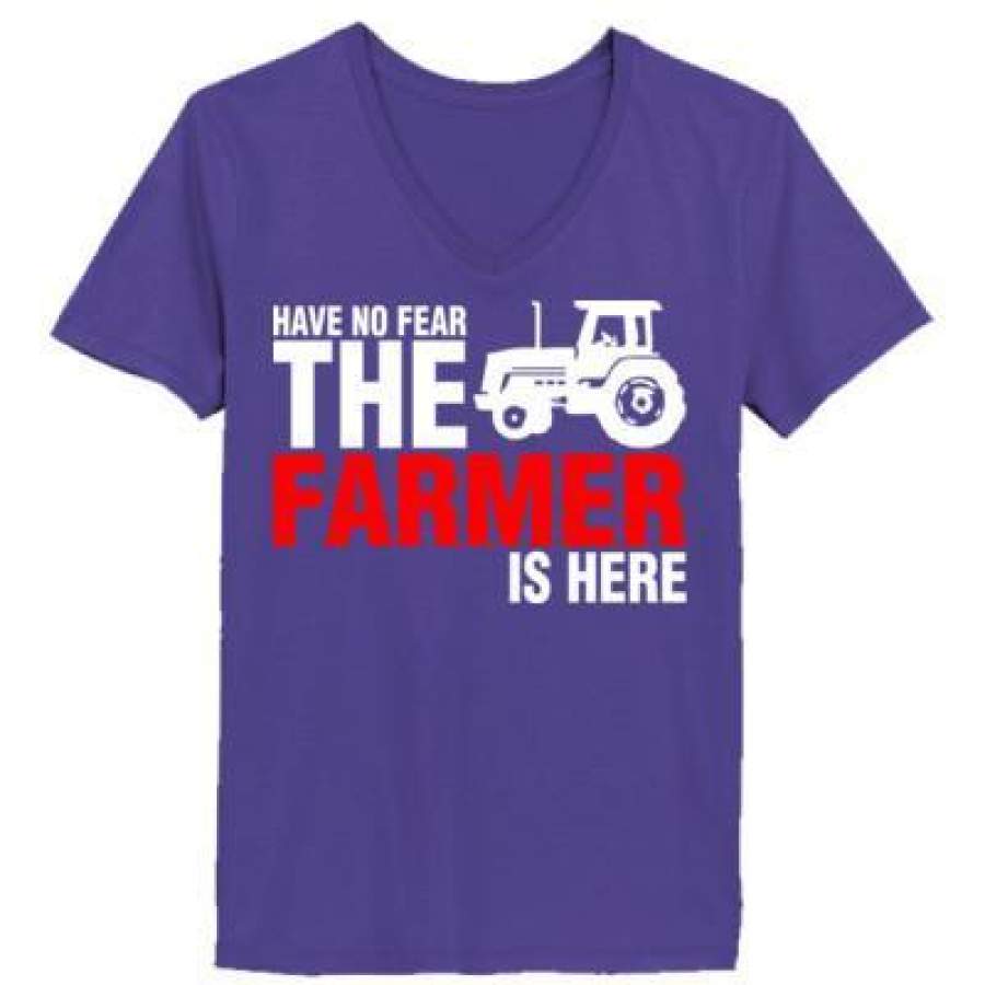 AGR Have No Fear The Farmer Is Here – Ladies’ V-Neck T-Shirt