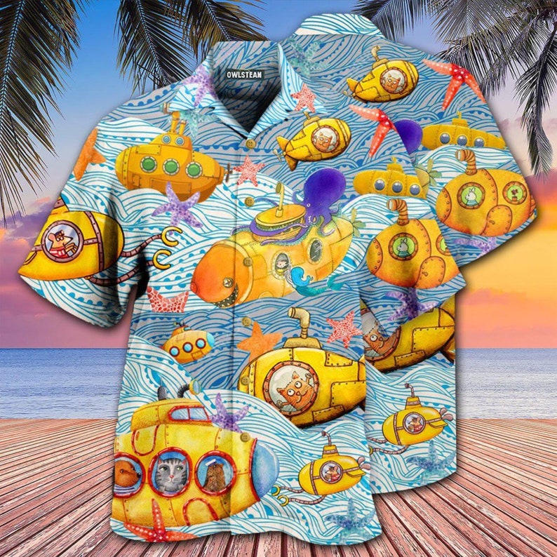 Animal And Submarine Hawaiian Shirt, Perfect Gift For Submarine Lover – Summer Shirt For Men Women – Vintage Hawaii Beach Shirt, Aloha Shirt