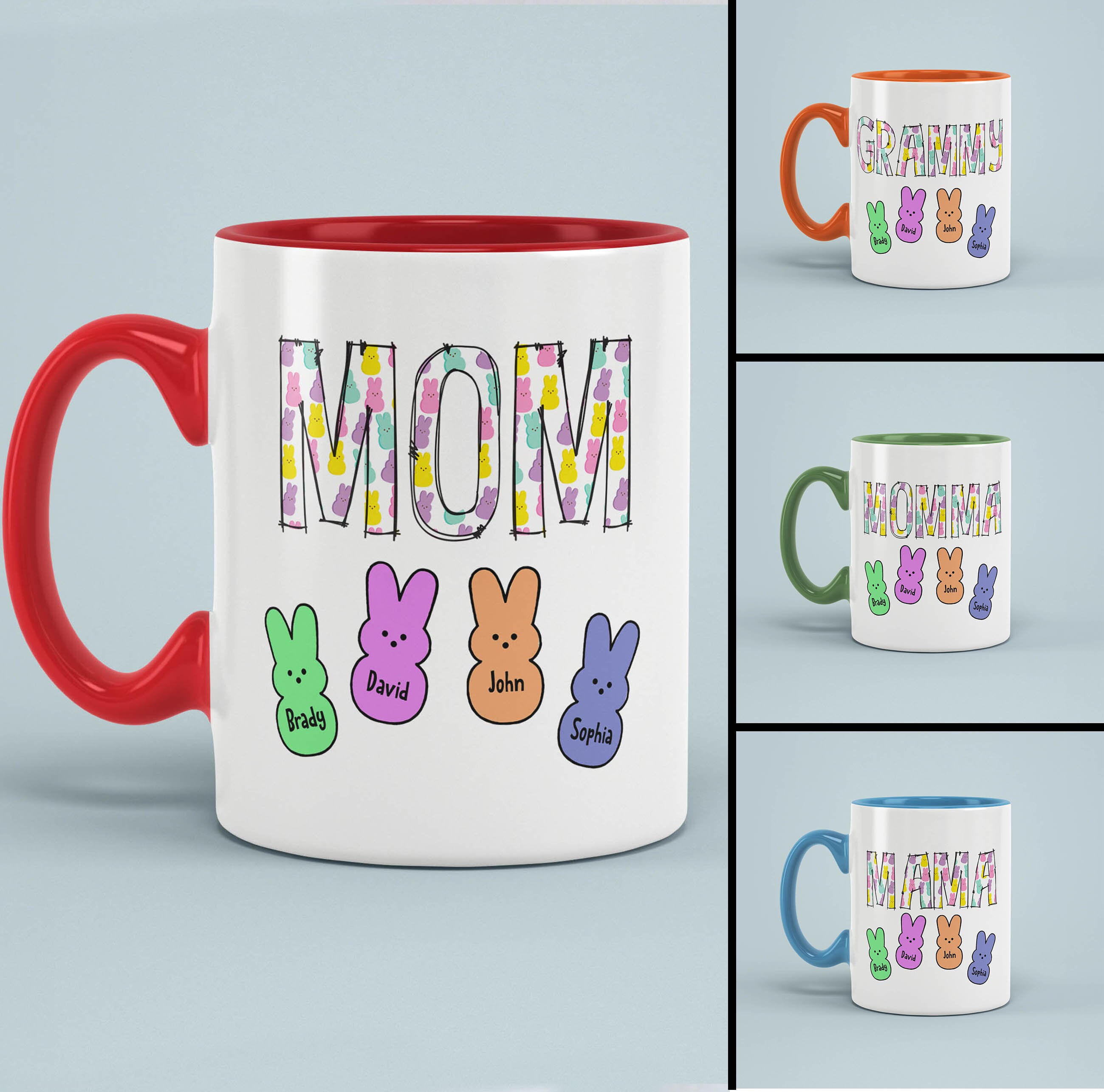 Mom Easter Mug, Personalized Mimi Easter Peep Mug, Cute Easter Mug, Mother’s Day Gift, Gift For Mom, Grandma, Gift From Kids.