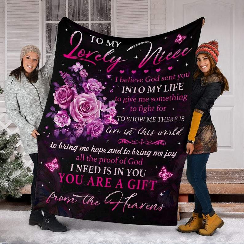 To My Lovely Niece, Flowers Gift Fleece Blanket