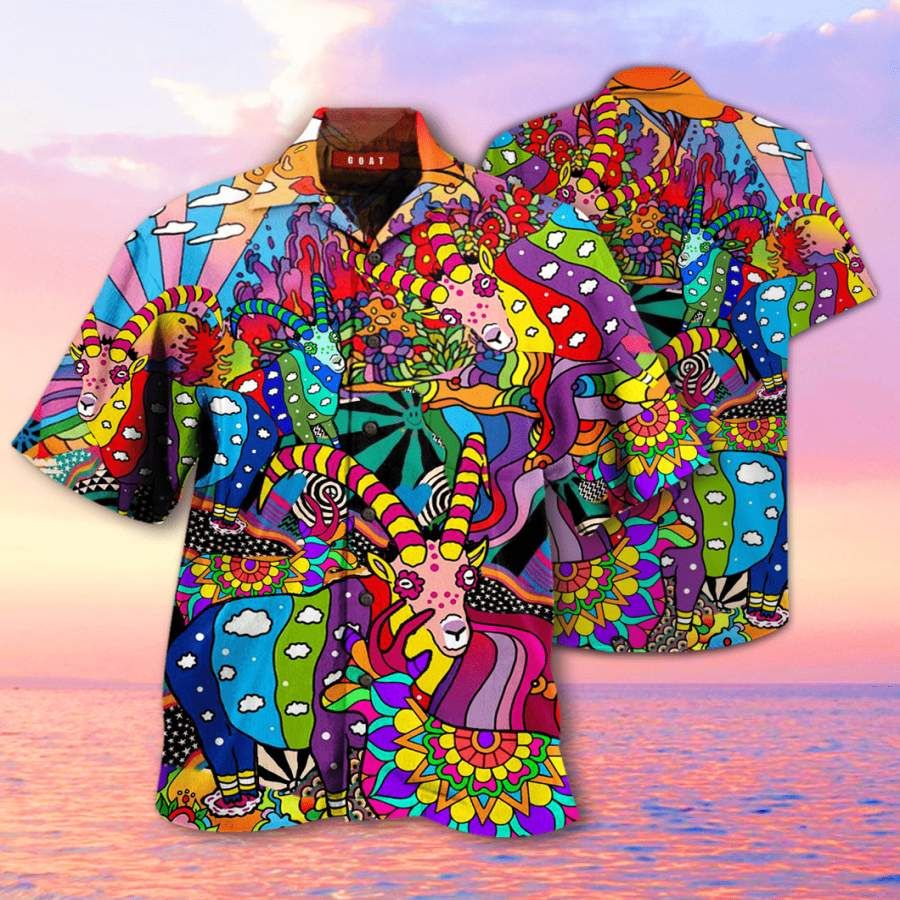 Halloween Hippie Goats Hawaii Aloha Shirts Ha93050