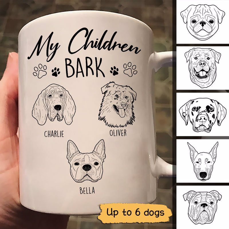 My Children Bark Dog Head Outline Personalized Mug