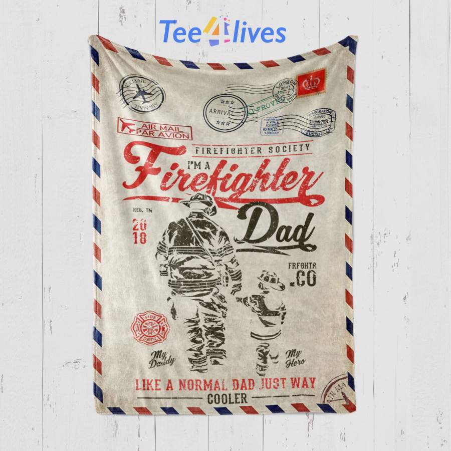 Custom Blanket Personalized Letter Firefighter Dad Blanket – Gift for Dad