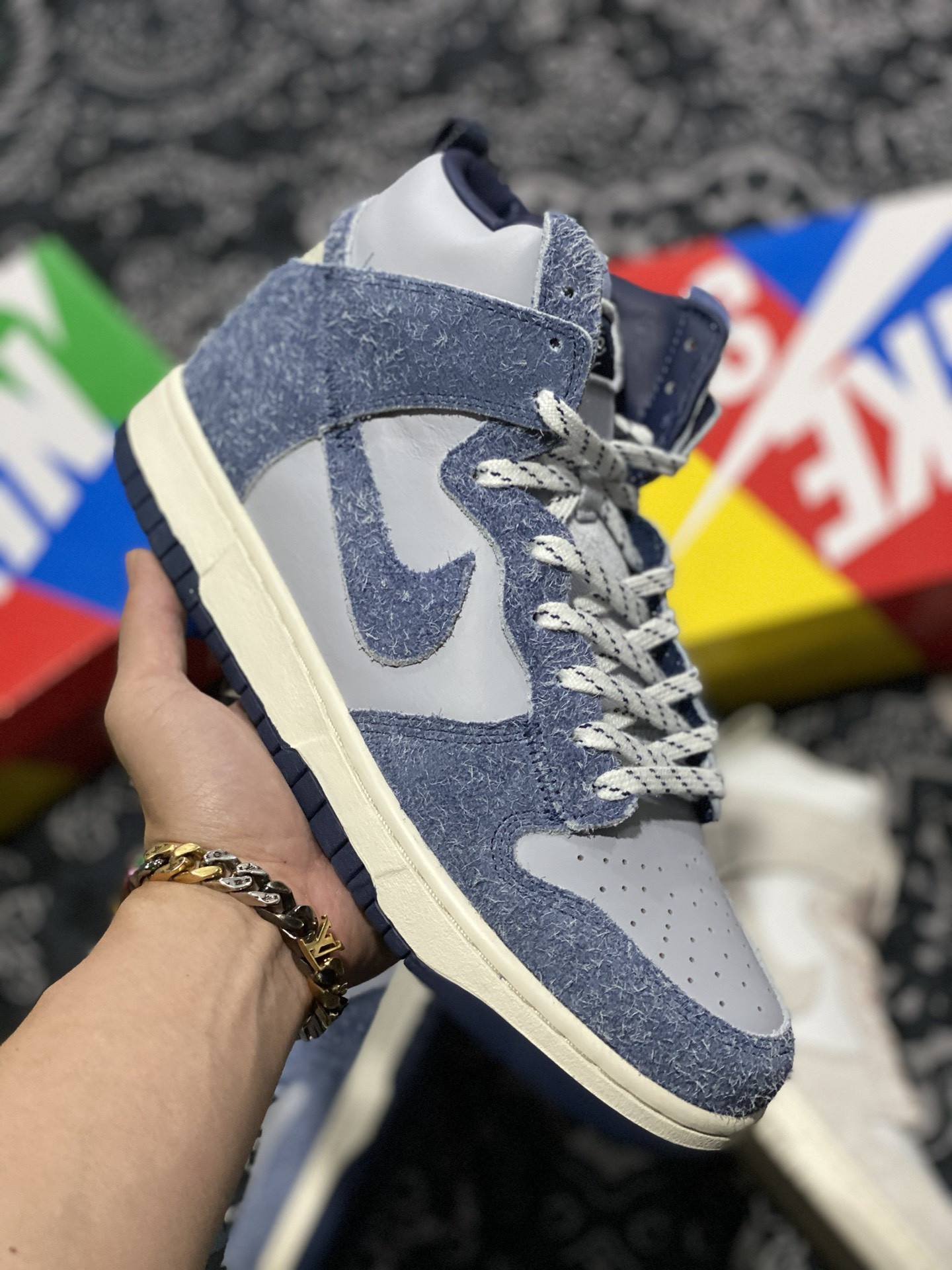 Notre x Nike Dunk High Midnight NavySky Grey-Fossil 5338976