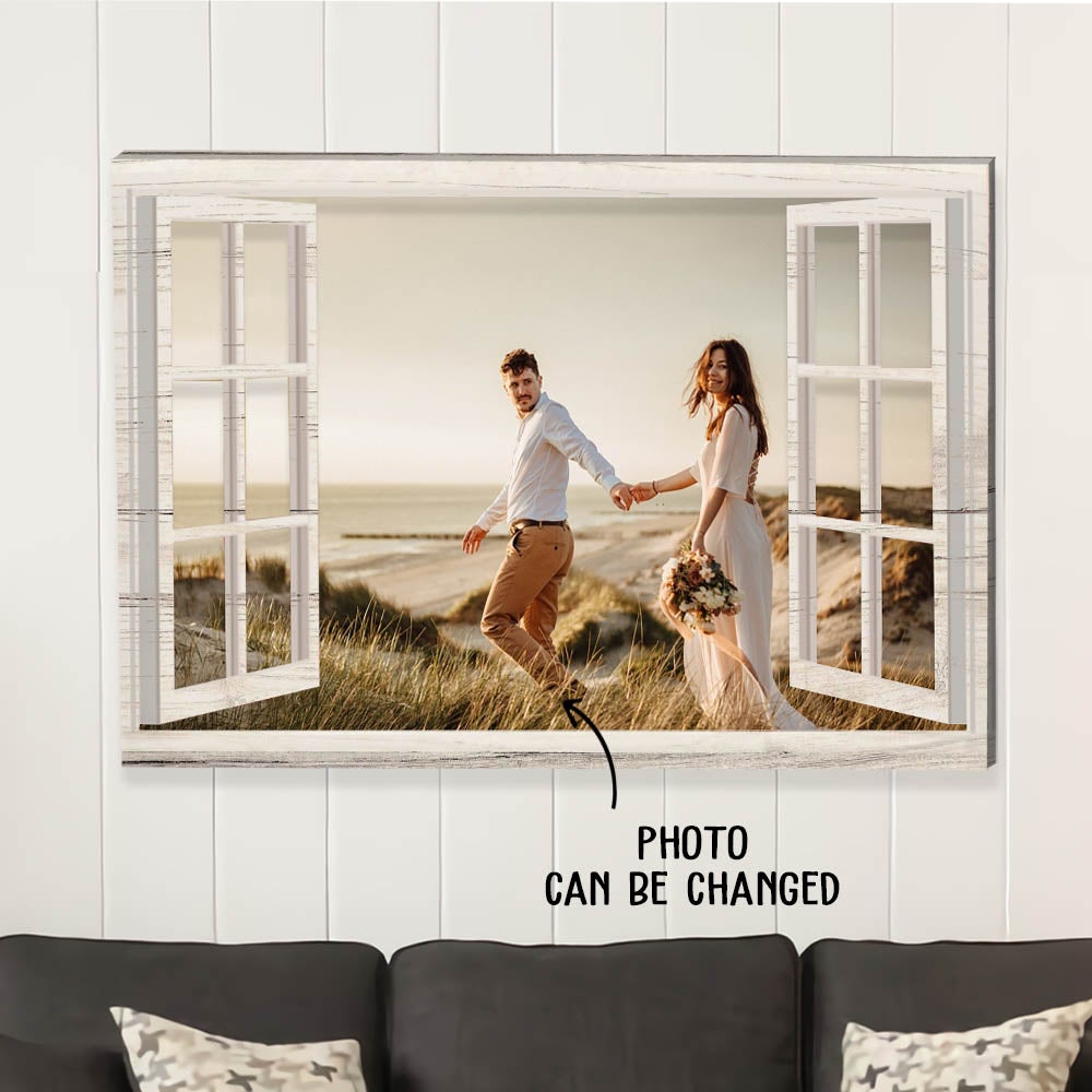 Window Frame – Personalized Custom Photo Canvas – Anniversary Gifts