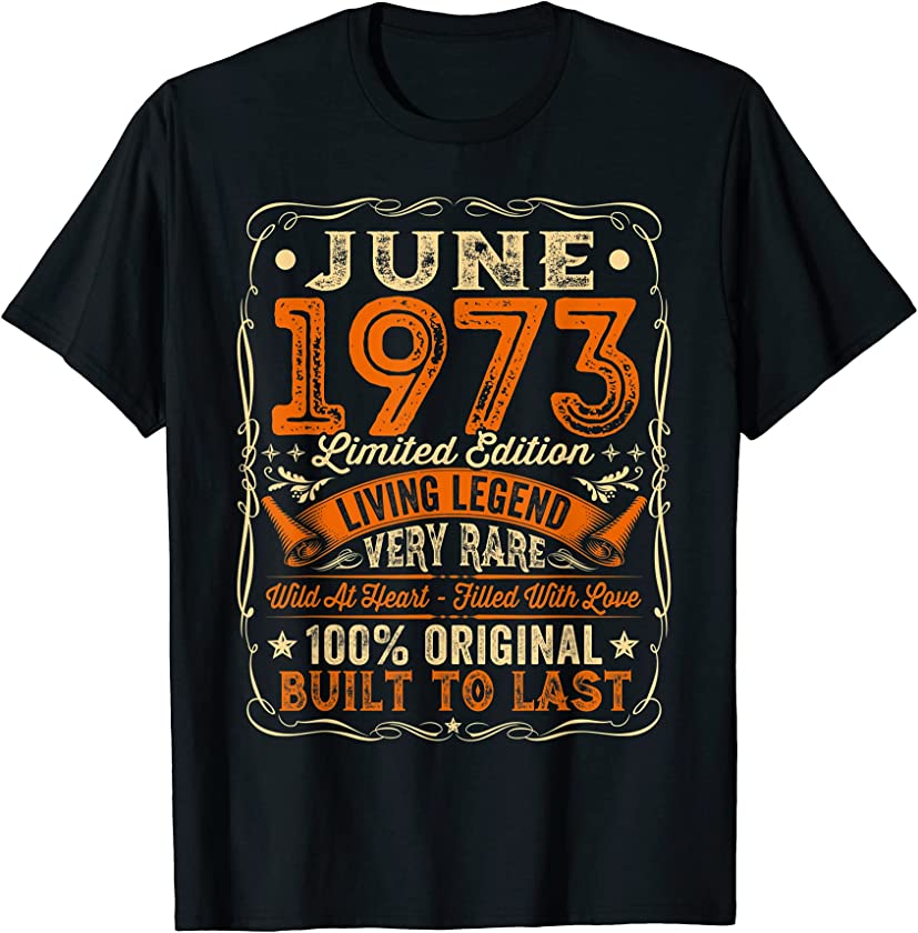 48 Years Old Vintage June 1973 Distressed 48th Birthday T-Shirt